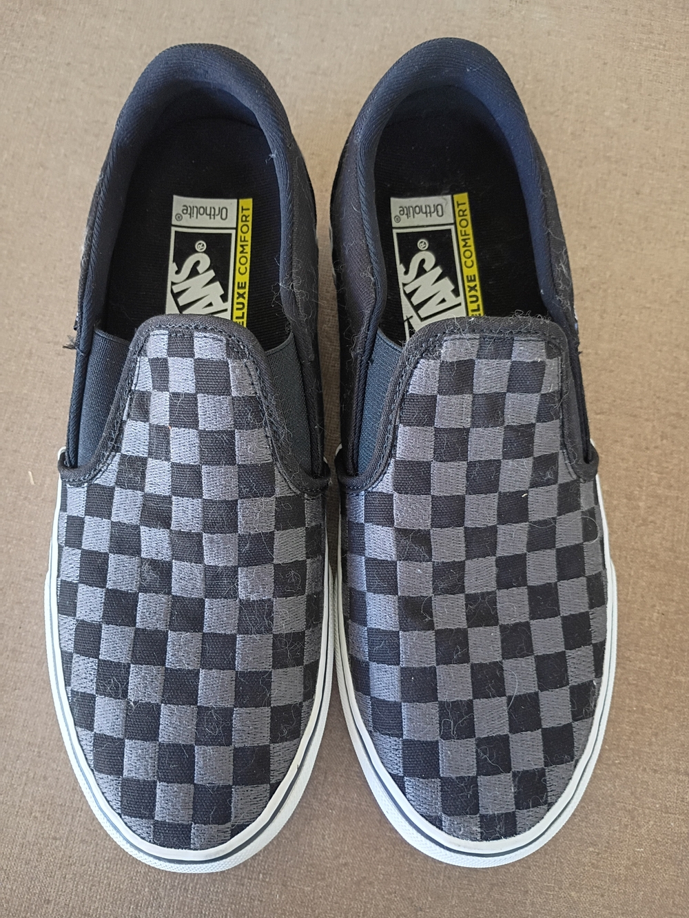 Vans Men's Classic Slip-On Checkerboard Sneakers - Black/Gray